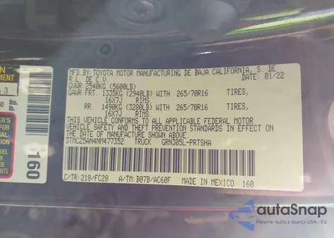 2022 Toyota Tacoma Sr5 V6 from USA, damaged, VIN 3TMCZ5AN4NM477352